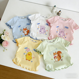 (1-8Yrs) Bé Gái Tay Ngắn Áo Mùa Hè Thoáng Khí Dễ Thương Cho Bé Tập Đi Áo Thời Trang Trẻ Em Thường Ngày