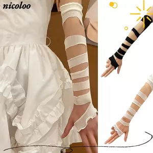 Găng Tay Băng NICOLOO, Găng Tay Nửa Cổ Y2K JK, Thời Trang Ruffle Gothic Cosplay Tay Nữ