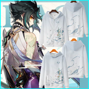 SY3 Genshin Impact Áo khoác dài tay có mũ trùm đầu Áo khoác thường ngày Anime Xiao Cosplay Áo khoác ngoài 3D In YS3