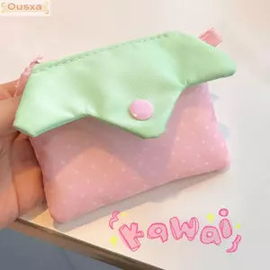 Ví đựng tiền xu OUSXA, Túi đựng mỹ phẩm Mini dâu chấm bi, Thiết kế dây kéo Kawaii Hộp đựng thẻ di động Lưu trữ phụ kiện nhỏ