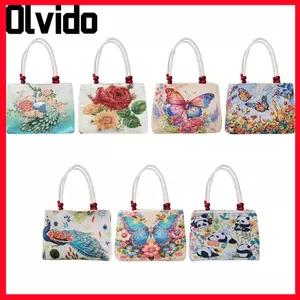 Túi vải thêu OLVIDO, Túi đeo vai nữ phong cách dân tộc hai lớp, Túi xách nữ thêu hoa công suất lớn sử dụng hàng ngày