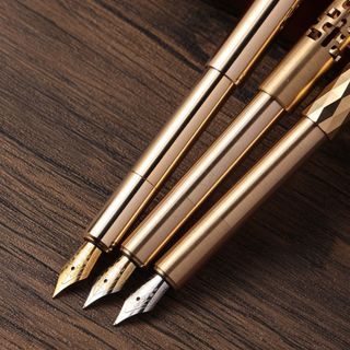 Bút máy kim loại SENRTY, Chữ viết tay có thể mở rộng Bút đồng thau cổ điển, Nghệ sĩ di động Viết ngắn Retro Mini Pocket Pen Văn phòng phẩm