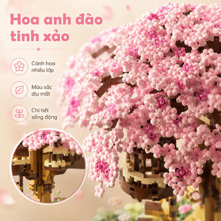 Mô hình lắp ráp cây hoa anh đào – Khối xây dựng 3D, có đèn – Đồ chơi sáng tạo, trang trí – Quà tặng cho bé