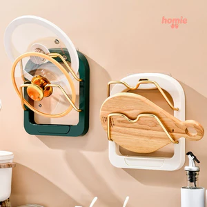 Giá treo nắp nồi không cần khoan, giá đựng đồ nhà bếp đa năng gắn tường, giá để thớt, giá để thìa.