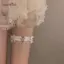 AqToCna Gothic Ren Garter Thắt Lưng Trái Tim Nơ Chữ Thập Gothic Chân Garters Trắng Đàn Hồi Choker Nữ Chân Vòng Dây Đeo Dụng Cụ Cosplay AqToCna