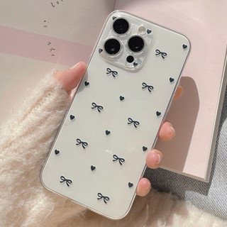 Dành Cho Infinix Hot 60 50 40 Pro Note 50 Pro 50S Smart 9 10 Pro Plus Ốp Lưng Màu Hồng Nơ Họa Tiết Dễ Thương Trái Tim Tình Yêu Trong Suốt Chống Sốc TPU Silicone Mềm Ống Kính Trong Suốt