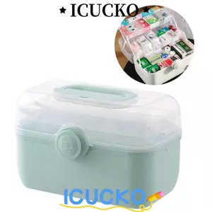 Hộp sơ cứu ICUCKO, Khay gấp 3 tầng Hộp đựng thuốc có thể tháo rời, Bộ dụng cụ khẩn cấp gia đình bền bỉ chất lượng cao Sử dụng tại nhà
