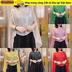 Khăn choàng nữ WOODNEST, Áo voan dạ hội màu trơn, Áo choàng dài khăn quàng cổ thời trang nữ bé gái