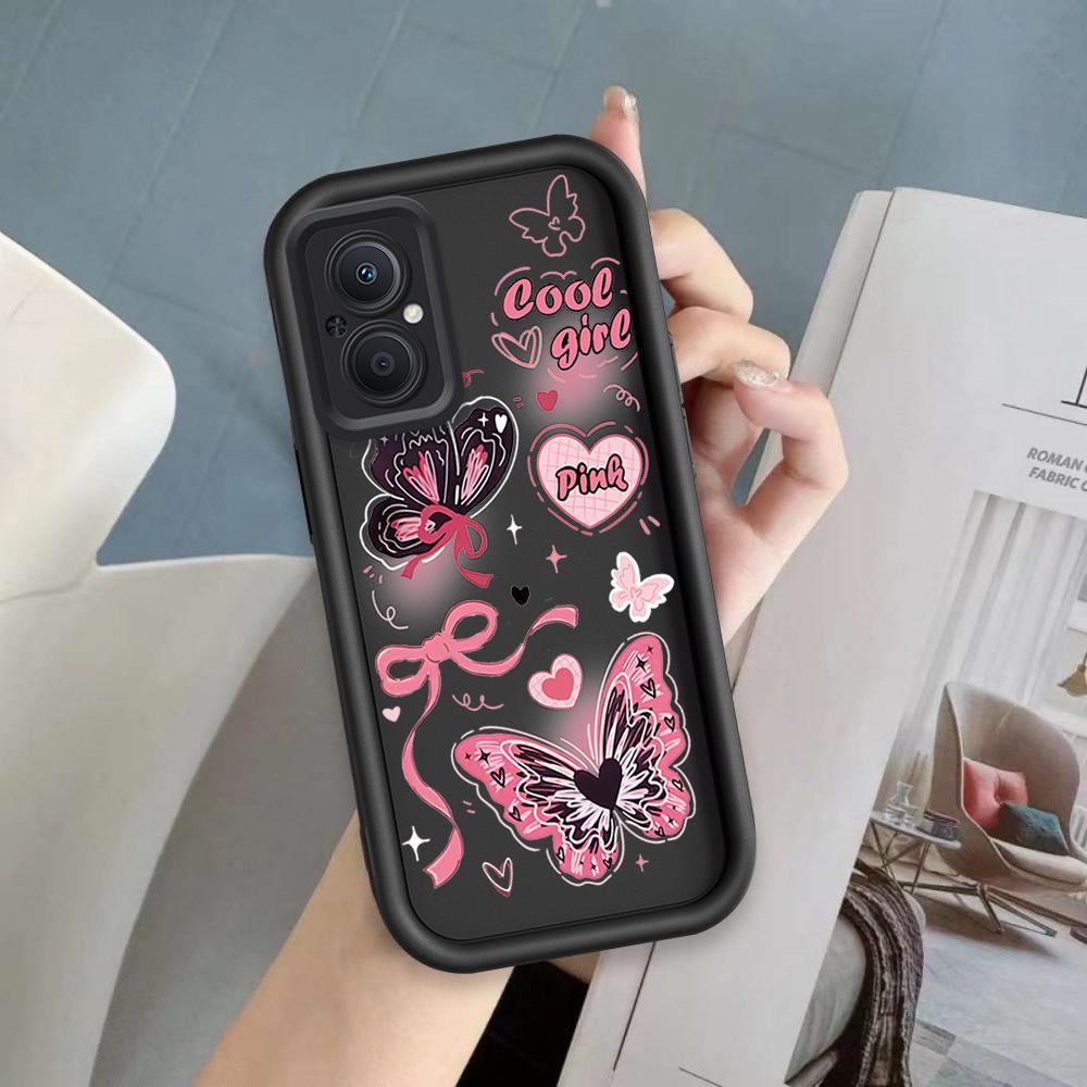 Ốp Lưng Cho OPPO Reno 7Z 8Z 5G Hoạt Hình Silicon Mềm Ốp lưng TPU Bướm Nơ Ins Phong Cách Mắt Thiên Thần Ốp Lưng Chống Sốc