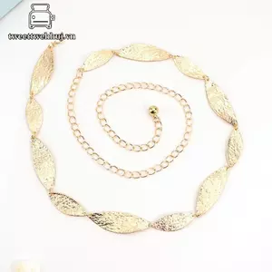 Thắt Lưng Dây Xích Kim Loại Nữ Tweehuj, Thắt Lưng Lá Kim Loại Sang Trọng, Phù Hợp Váy Mùa Hè, Phong Cách Đi Biển