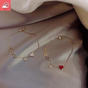 Phong cách Hàn Quốc khí chất thời trang trái tim đỏ nhỏ giọt dầu vòng tay nữ đơn giản và đa năng