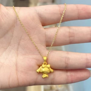 Cát Vàng Sanrio Quế Chó Vòng Cổ Xương Đòn Dây Chuyền Quà Tặng Năm Mới Phong Cách Bạn Gái Tai Lớn Chó