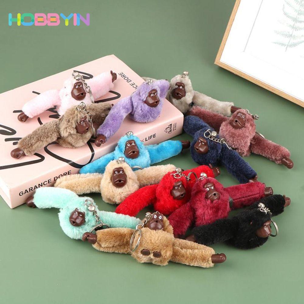 Móc khóa HOBBYIN Orangutan, Móc chìa khóa hình chú khỉ lông thú sang trọng dễ thương, Đồ chơi sang trọng cánh tay dài mới lạ Nhẫn chìa khóa búp bê sang trọng dành cho nam