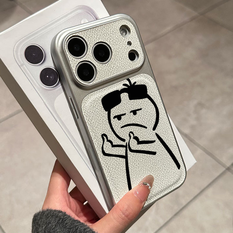 Ốp lưng iPhone họa tiết da mạ biểu tượng cảm xúc iPhone 17 16 15 14 13 12 11 Pro Max Plus Max
