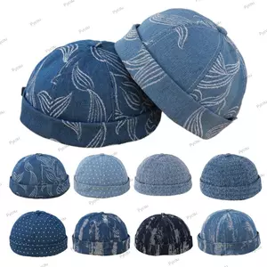 Mũ Docker PYCOU, Mũ Skullcap không vành có thể điều chỉnh bằng Cotton, Mũ dưa thông thường thoáng khí chống gió thời trang Hip Hop