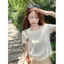 Phong cách Hàn Quốc mùa hè Slim-fit Phiên bản ngắn Vai trước dệt kim rỗng ngắn @ -