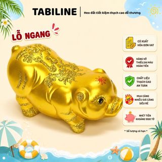 Heo đất ống tiết kiệm tiền lỗ ngang heo ngọc trinh size vừa màu gold LD31 - TABILINE