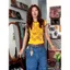 Milyfashion Thiết Kế Vàng Graffiti In Áo Thun Tay Ngắn Mùa Hè Phong Cách Mới Màu Sắc Tương Phản Slim-Fit Vai Trước Ngắn Top