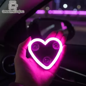 Nhíp Trái Tim Neon Đèn LED Năng Lượng Mặt Trời 1Pc Trang Trí Cửa Sổ Ô Tô Hoàn Hảo Tự Động Tặng VN