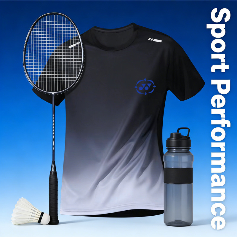 Yonex2026 mùa hè mới đi bộ đường dài và đi xe đạp thể thao khô nhanh tay ngắn nhẹ dáng rộng nam nữ tập luyện ngoài trời Áo thun gradient thể thao