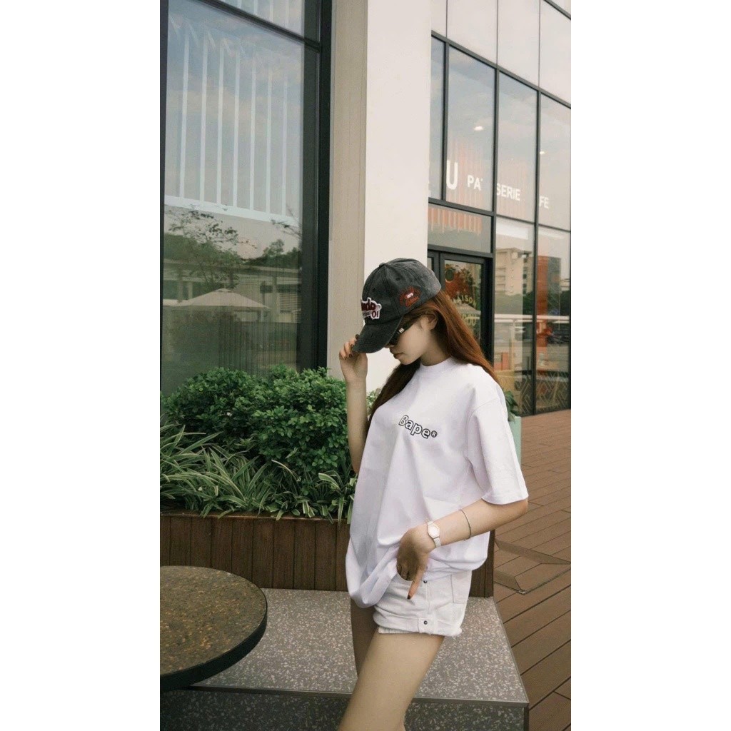 （Giao hàng 24h）Angela Áo Thun Bape Khỉ Icon Hình In Áo Phông Nam Nữ Form Rộng Unisex STAYRVIBES Full Tag Mạc Chuẩn
