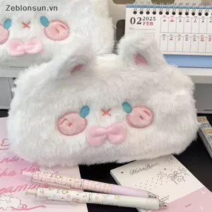 # HB # Kawaii Plush Rabbit Túi văn phòng phẩm dành cho học sinh Hộp đựng bút dung tích lớn di động Túi đựng mỹ phẩm cho phụ kiện văn phòng trường học.