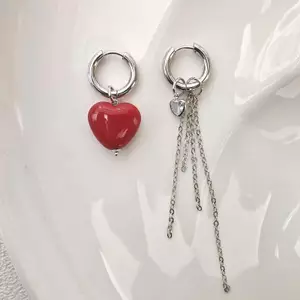 AqToCna Thời Trang Trái Tim Mặt Dây Chuyền Tai Bule Thời Trang Pha Lê Không Đều sel Bông Tai Ngọt Ngào Mát Kim Loại Dây Xích Tai Phụ Kiện Quà Tặng AqToCna