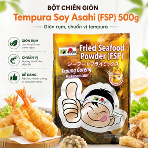 Bột chiên giòn Tempura Soy Asahi (FSP) 500g, Bột Chiên Tạo Lớp Áo Giòn Rụm, Vàng Đẹp, Ít Thấm Dầu