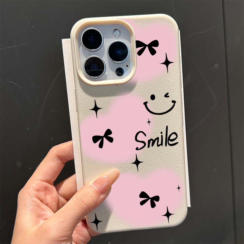 Ốp lưng cho iPhone 17 16 Pro Max 15 14 13 12 11 Hình trái tim cười và nơ