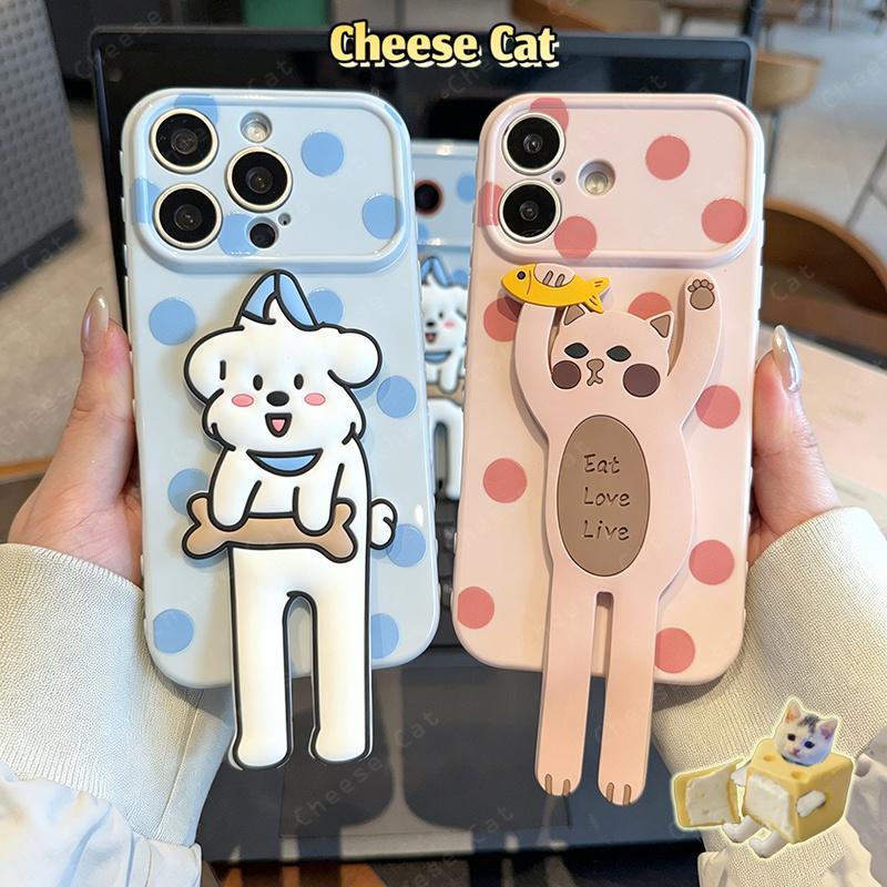 Thay đổi thành 17 Pro Max Ốp điện thoại hình chó mèo chân dài màu kẹo ngọt cho iPhone 11 12 13 14 15 16 17 Pro Max