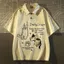 Mùa Hè 100% Cotton Tay Ngắn Cổ POLO Hoa Nhỏ Áo Thun Nữ Phiên Bản Hàn Quốc Thêu Mèo Con Lười Giữa Chiều Dài Top