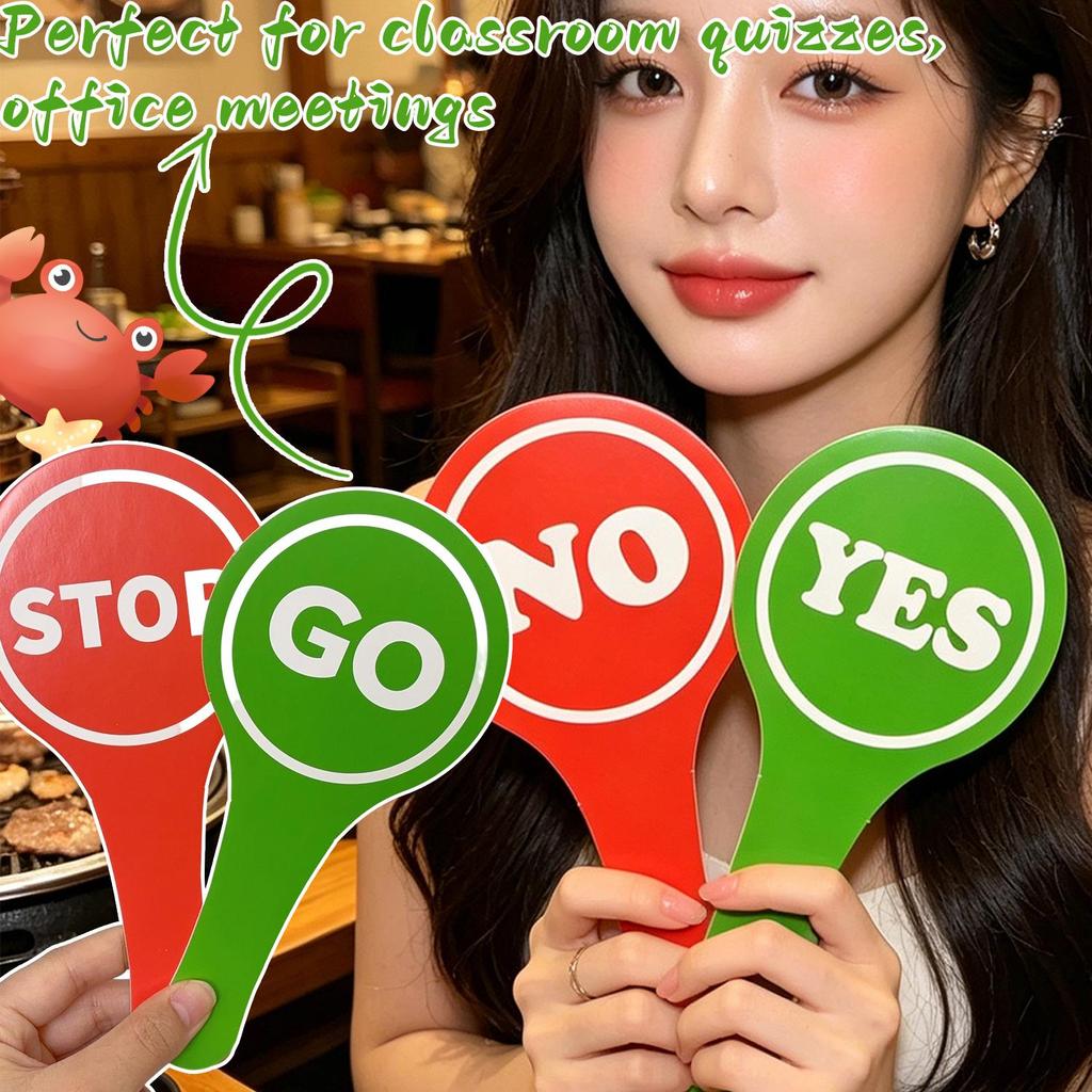 [H & L] 2 / 4 / 8 Chiếc Cầm Tay Có Không Dừng Lại Dấu Hiệu Cho Bài Kiểm Tra Lớp Học | Dấu hiệu bảng KT tương phản cao hai mặt cho các cuộc họp văn phòng, Đêm trò chơi, Mũi khoan / Chất lượng hàng đầu