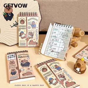 GETVOW Nhật ký Notepad, Sổ tay lập kế hoạch Kawaii Mini, Di động xoắn ốc Capybara Hoạt hình Sinh viên Văn phòng phẩm Trường học