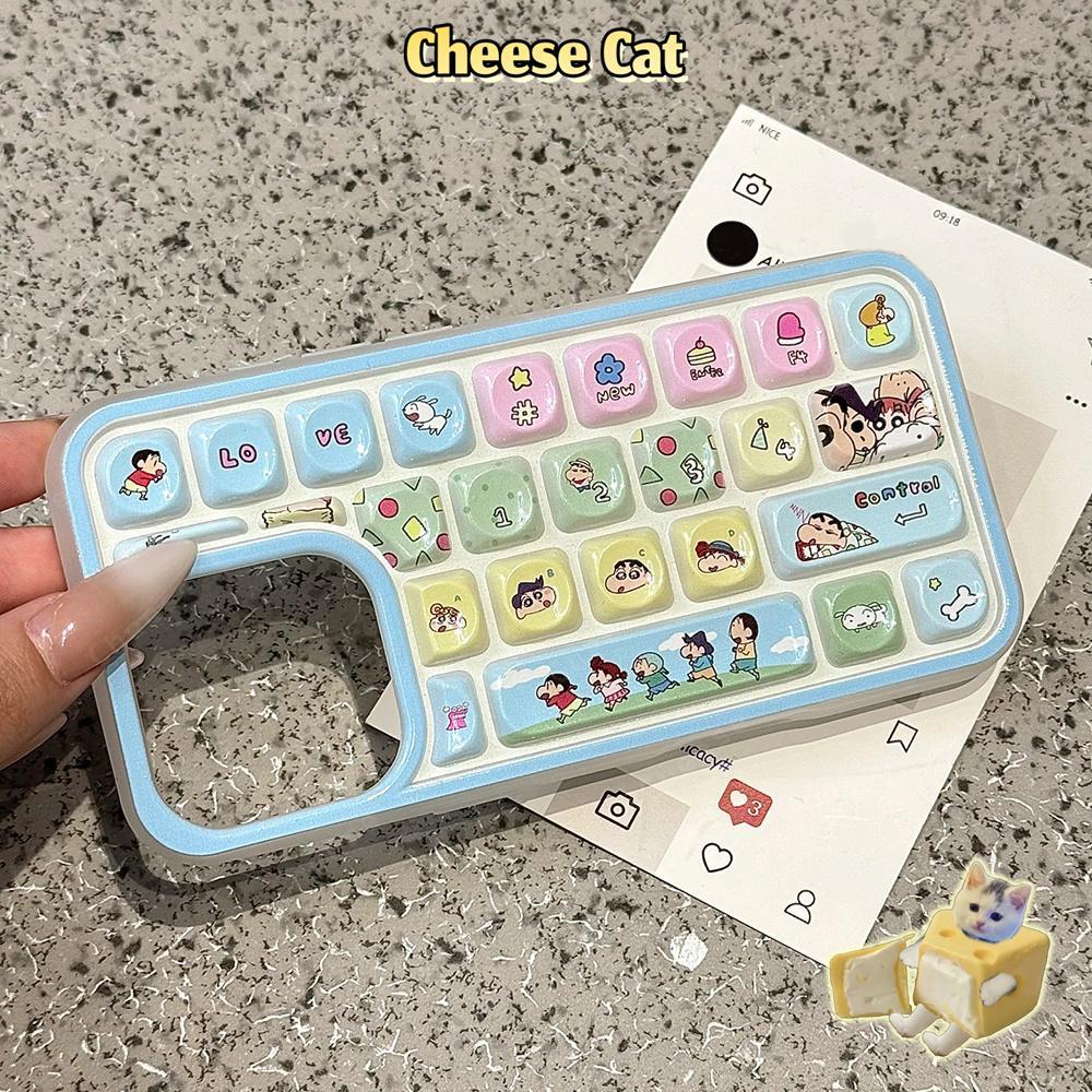 Bàn phím 3D Ốp điện thoại hoạt hình dễ thương cho iPhone 11 14 13 12 15 16 17 Pro Max Ốp điện thoại giảm căng thẳng