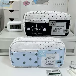 Túi đựng bút JVSUB, Bút chì dung lượng lớn chấm bi, Túi đựng văn phòng phẩm nhiều lớp di động đa chức năng Quà tặng học sinh