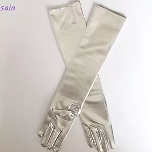 Găng Tay Da Sáng SAIA, Găng Tay Câu Lạc Bộ Sáng Bóng Dài / Ngắn, Biểu Diễn Sân Khấu Gothic Vàng Màu Bạc Nghi Thức Găng Tay Cosplay