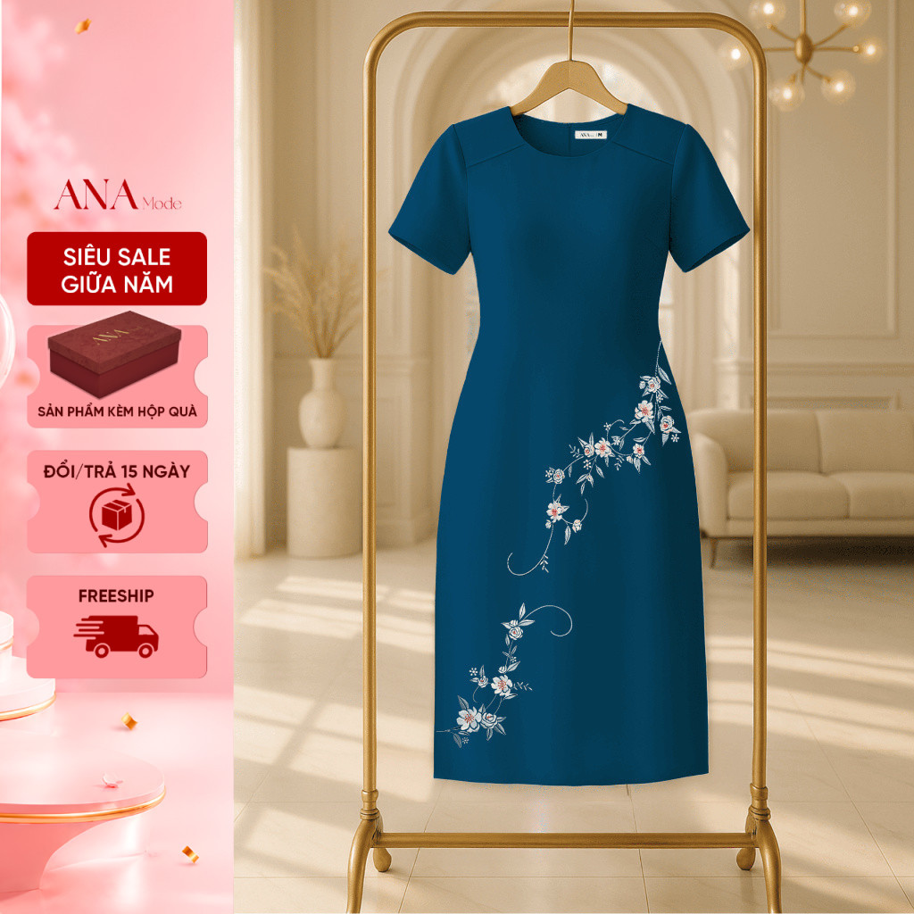 Set Quà Tặng Mẹ Ý Nghĩa Thương Hiệu ANA Mode (Đầm VBC15 kèm hộp quà)