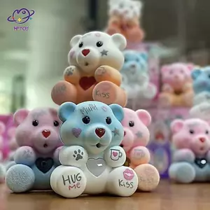 HFTOY Núm Vú Giả Gấu Tình Yêu Dạ Quang Đồ Chơi Móc Khóa Mặt Dây Chuyền Hộp Mù Ghi Âm Thanh Nhựa Dạ Quang Gấu Bông Mặt Dây Chuyền Cô Gái Quà Tặng ~