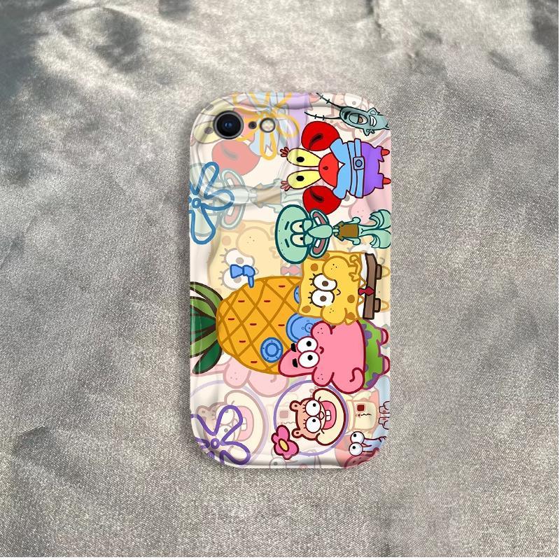 Thích hợp cho iPhone 6 6S 6 Plus 6S Plus 7 8 Plus SE 2020 3D TPU mềm SpongeBob SquarePants Vỏ điện thoại chống sốc