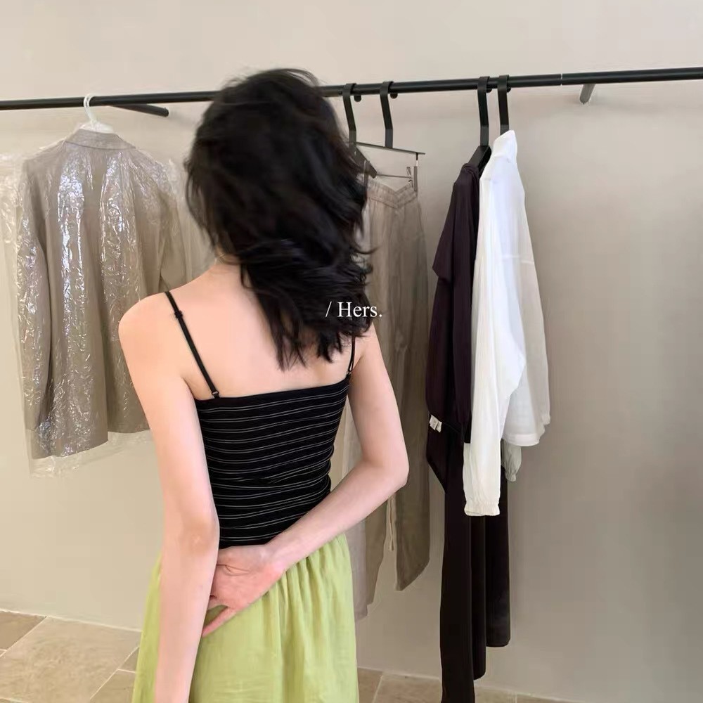 Đi kèm với miếng đệm ngực nữ nhỏ dễ thương | Áo Ngực Sọc Top Có Thể Điều Chỉnh Dây Đeo Vai Ngắn Áo Vest Lưng Đẹp Không Quần Lót Phong Cách Hàn Quốc Mặc Bên Trong Đế Ngoài