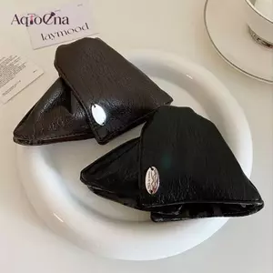 AqToCna Retro Da Pu Hình Tam Giác Kẹp Tóc Tính Khí Hàn Quốc Cá Mập Kẹp Phụ Kiện Dành Cho Nữ AqToCna