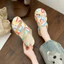 NICOLOO 1 Đôi Dép Nữ, Chất Liệu EVA Đóng Mũi Thiết Kế EVA Trượt, In Hình Hoạt Hình Chống Va Chạm Mũi Đế Chống Trơn Trượt Nhẹ Đệm Đi Biển Dép Đi Biển Đi Biển