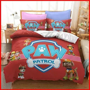 ST2 3IN1 PAW Bộ Drap giường tuần tra Bộ Drap giường cỡ đôi đơn Phòng ngủ gia đình Bộ vỏ gối thoải mái TS2