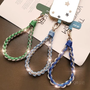 Siêu Đẹp Nhấp Nháy Kim Cương Điện Thoại Di Động Dây Cổ Tay Ngắn ins Thời Trang Nữ Ngoài Trời Di Động Chống Mất Móc Khóa Túi Mặt Dây Chuyền