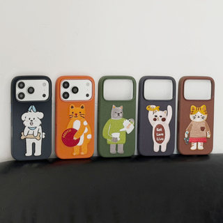 Ốp điện thoại vải thêu 3D hình mèo dễ thương Kawaii | Vỏ chống rơi mềm, Phụ kiện hàng ngày sành điệu cho bé gái và nữ, Phù hợp với iPhone 13 / 14 / 15 / 16 / 17 Pro Max Vỏ điện thoại