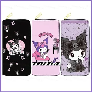 SQ11 Sanrio Kuromi Hoạt Hình Dễ Thương Dây Kéo Dài Ví Da PU In Sinh Viên Đa Năng Thẻ Túi Đựng Thẻ Đa Năng