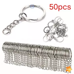 50 Chiếc Nhẫn Chìa Khóa Bạc Đánh Bóng DIY Móc Chìa Khóa Chia Vòng Trang Sức Ngắn Phát Hiện Mới