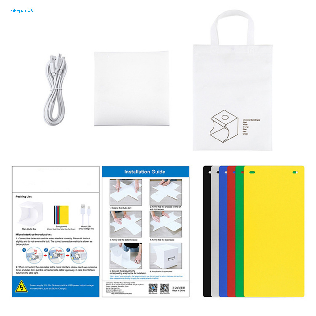 [Ky] Bộ phòng thu di động Hộp đèn Led Hộp đèn phòng thu ảnh di động có đèn LED chất lượng cao Bề mặt mờ để trang sức và vật phẩm nhỏ dành cho chuyên nghiệp