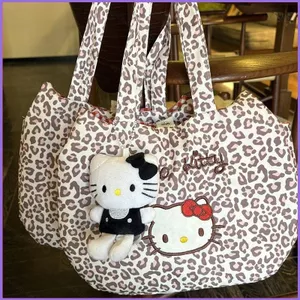 SQ11 Phong Cách Hàn Quốc Hello Kitty Da Báo In Túi Tote Đi Lại Dung Tích Lớn