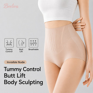 Quần lót định hình Brelira cạp cao, không đường may, kiểm soát bụng, nâng hông, mỏng nhẹ như lụa băng, thoải mái và thoáng khí.